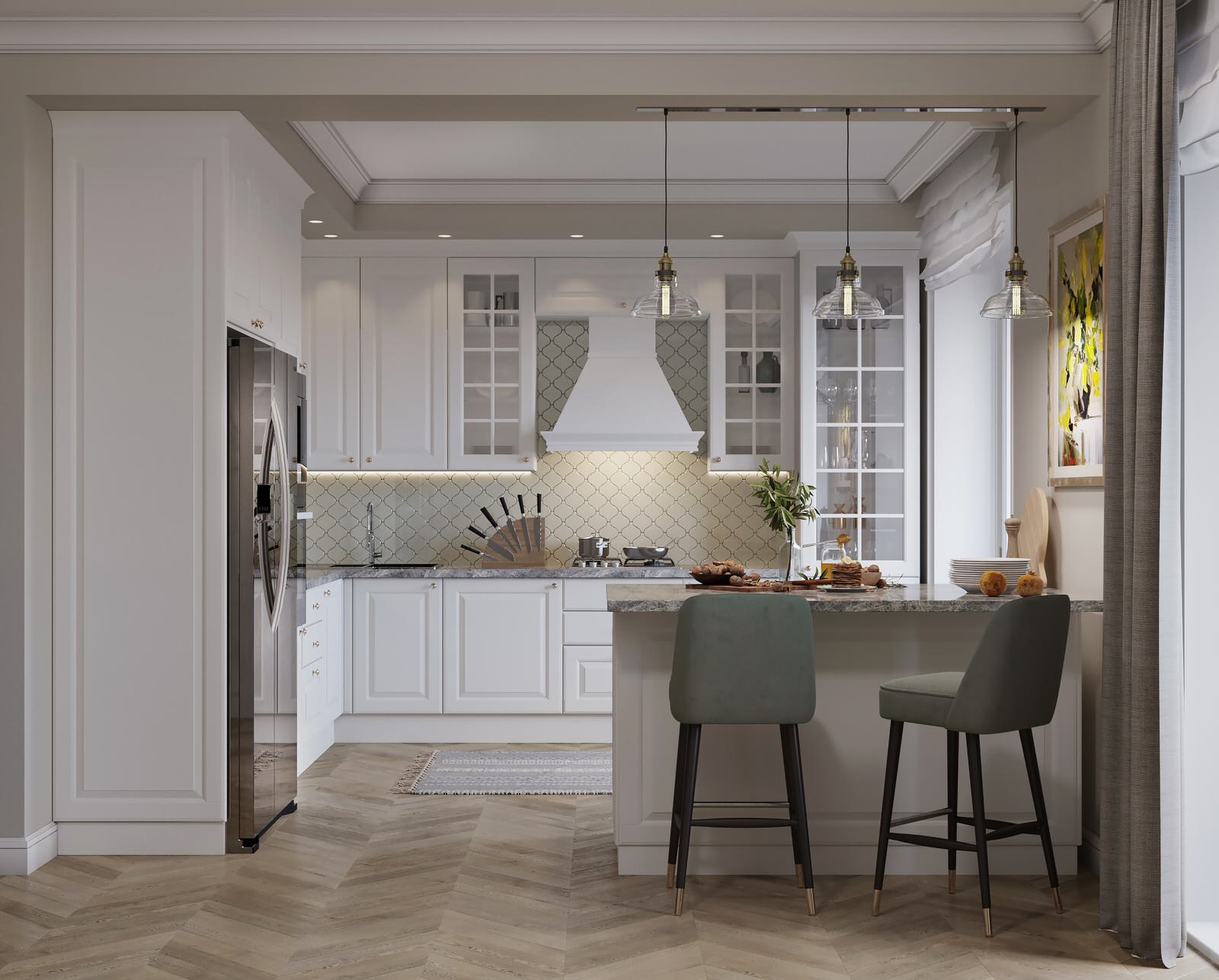 Мягкий эклектичный интерьер квартиры 205 кв.м.