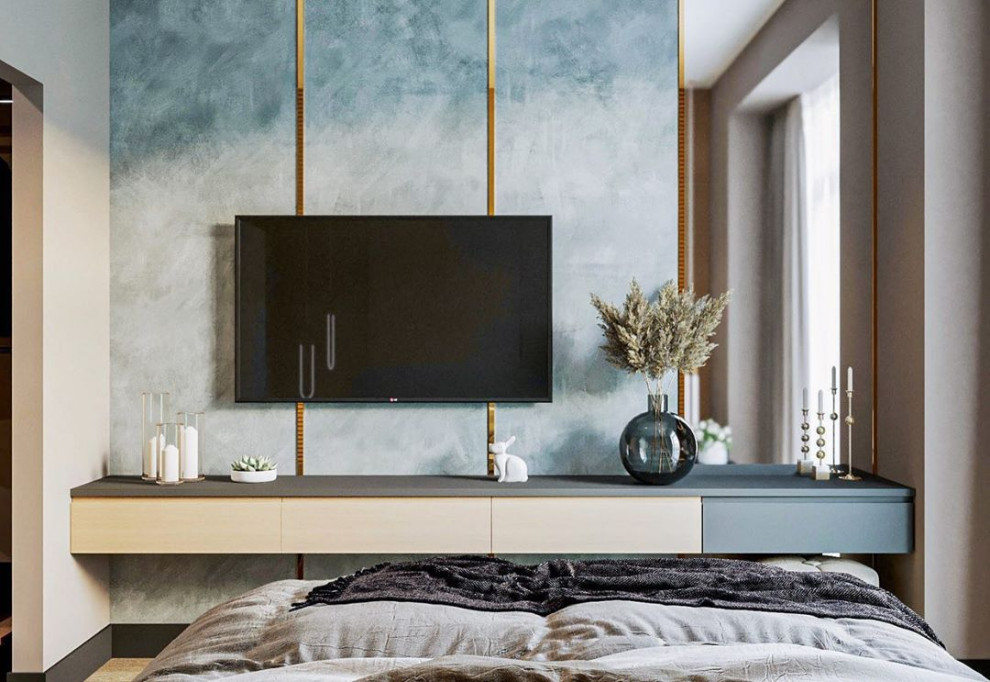 Дизайн-проект спальни в эко стиле и лофте в квартире во Владивостоке