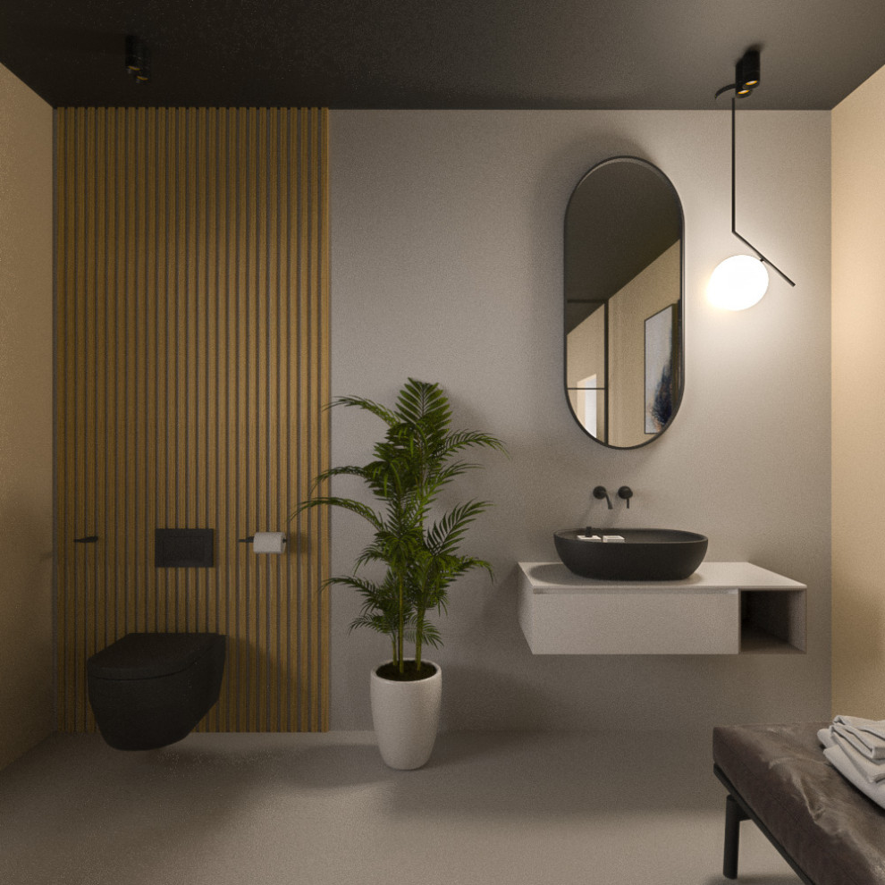 Спальня соединенная с ванной комнатой в частном доме