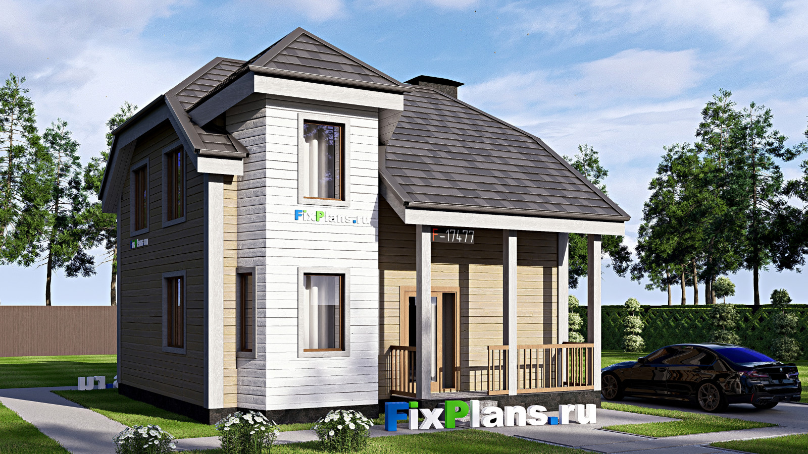 Проект дома с мансардой 8х8 м S80м2 F-17477