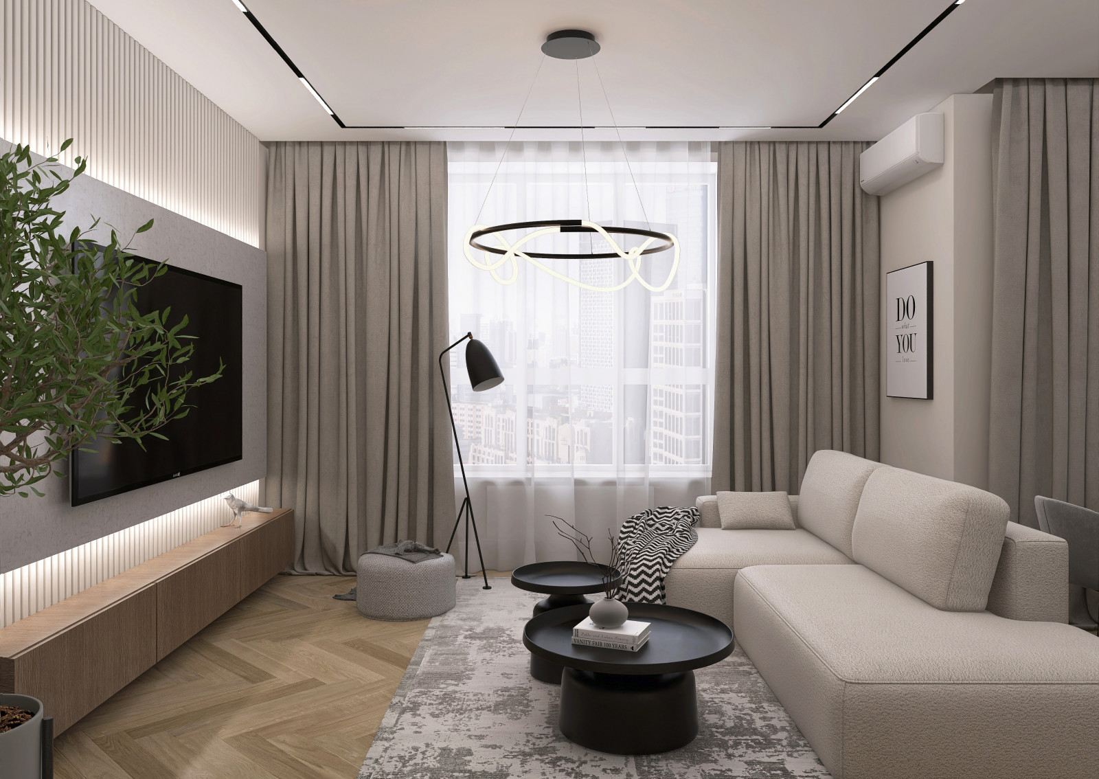 Обложка проекта: Современная кухня-гостиная (евродвушка)