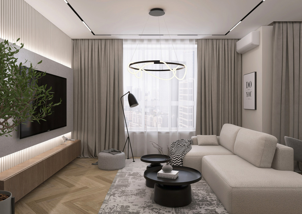 Обложка проекта: Современная кухня-гостиная (евродвушка)