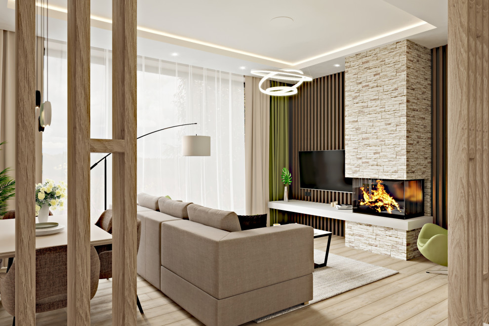 Дом - 130 м2. Кухня - гостиная - холл №1