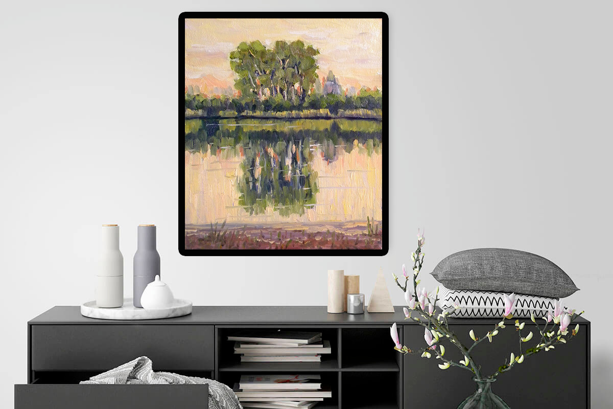 Обложка проекта: Картина маслом "Закат на реке"