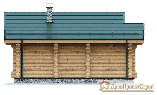 Проект бани № 4. Баня из оцилиндрованных бревен 64,60м², 8000 х 10600.