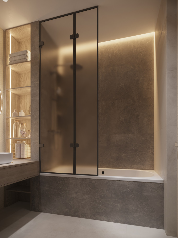 Дизайн проект однокомнатной квартиры в темных оттенках