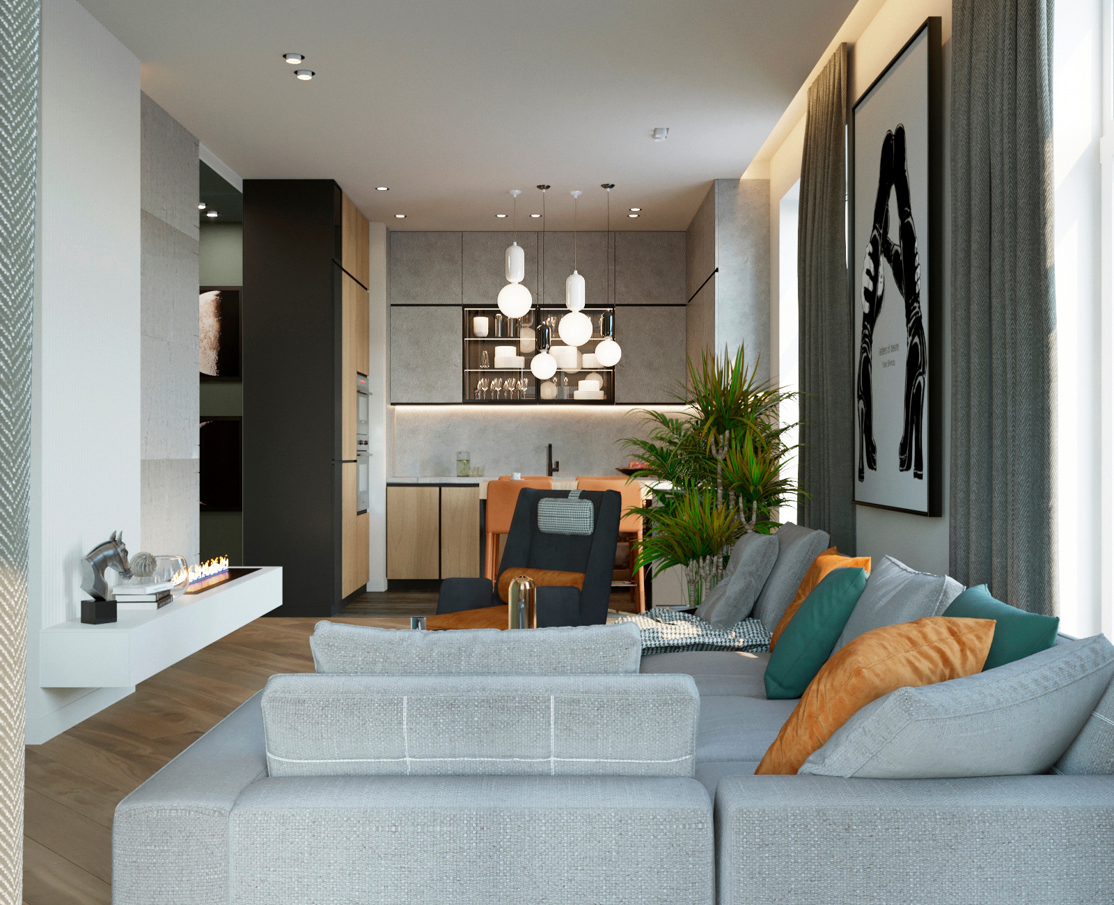 Интерьер с мужским характером. Визуализации