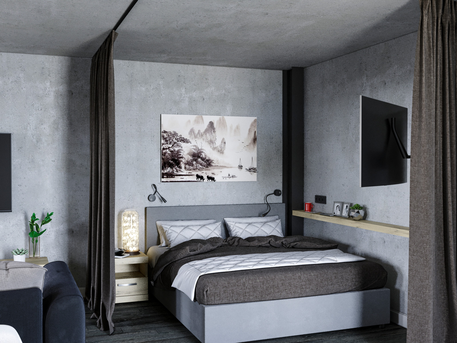 Квартира студия в стиле лофт для молодой пары в г.Ростов-на-Дону