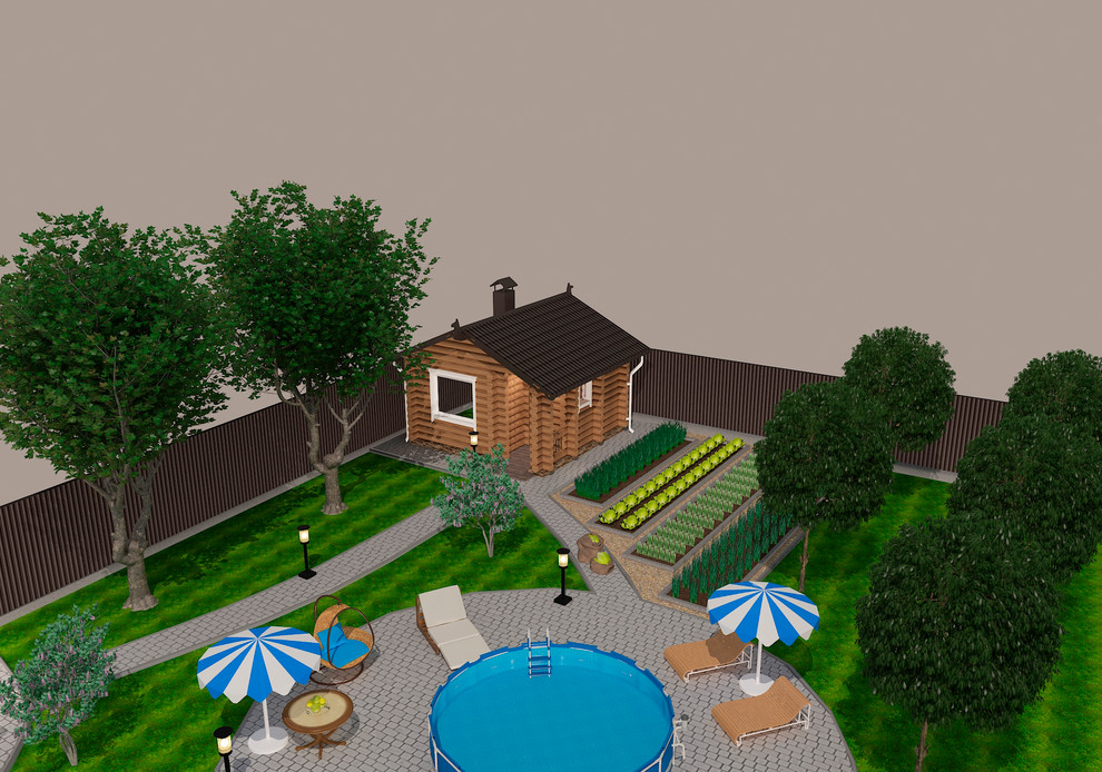 Благоустройство территории частного дома.