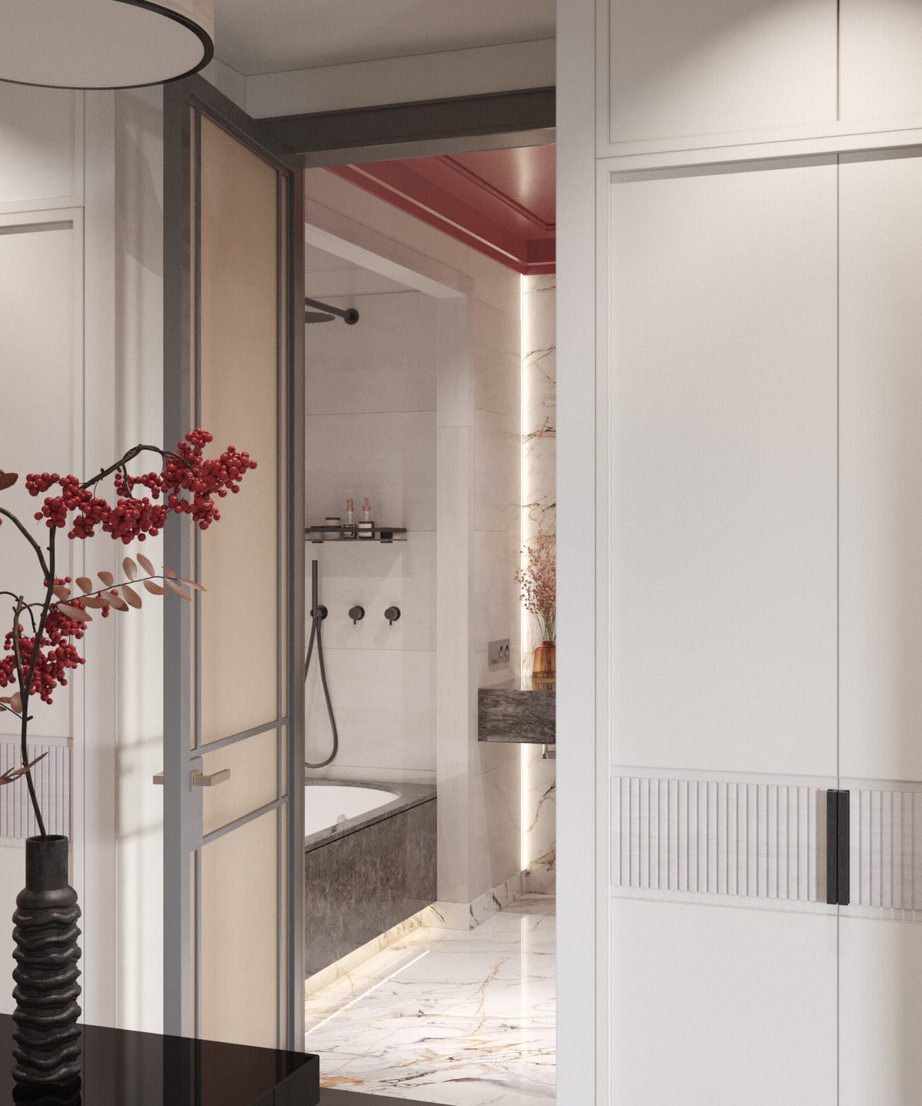 Монохромный интерьер с яркими акцентами