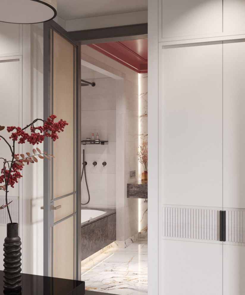 Монохромный интерьер с яркими акцентами