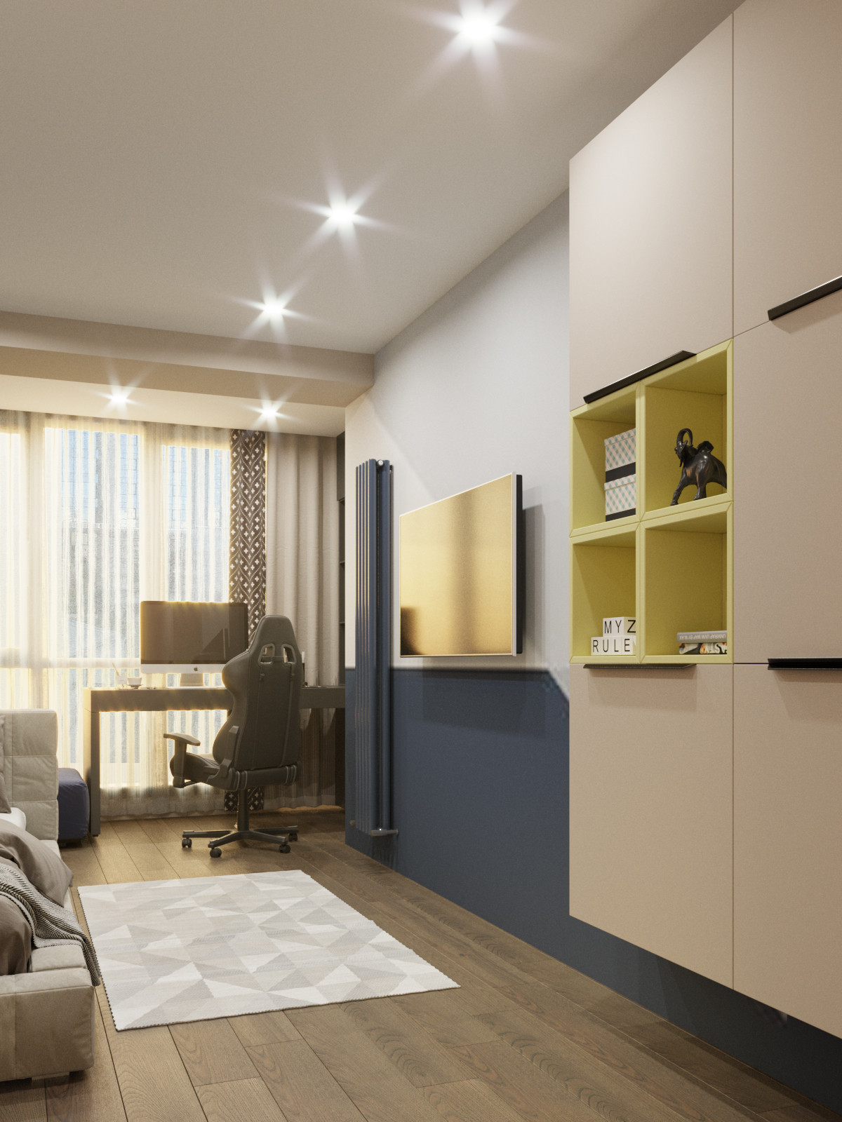 Контрастный дизайн в проекте квартиры в ЖК Культура