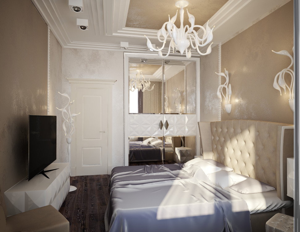 Квартира в ЖК Скайфорт, дизайн спальни