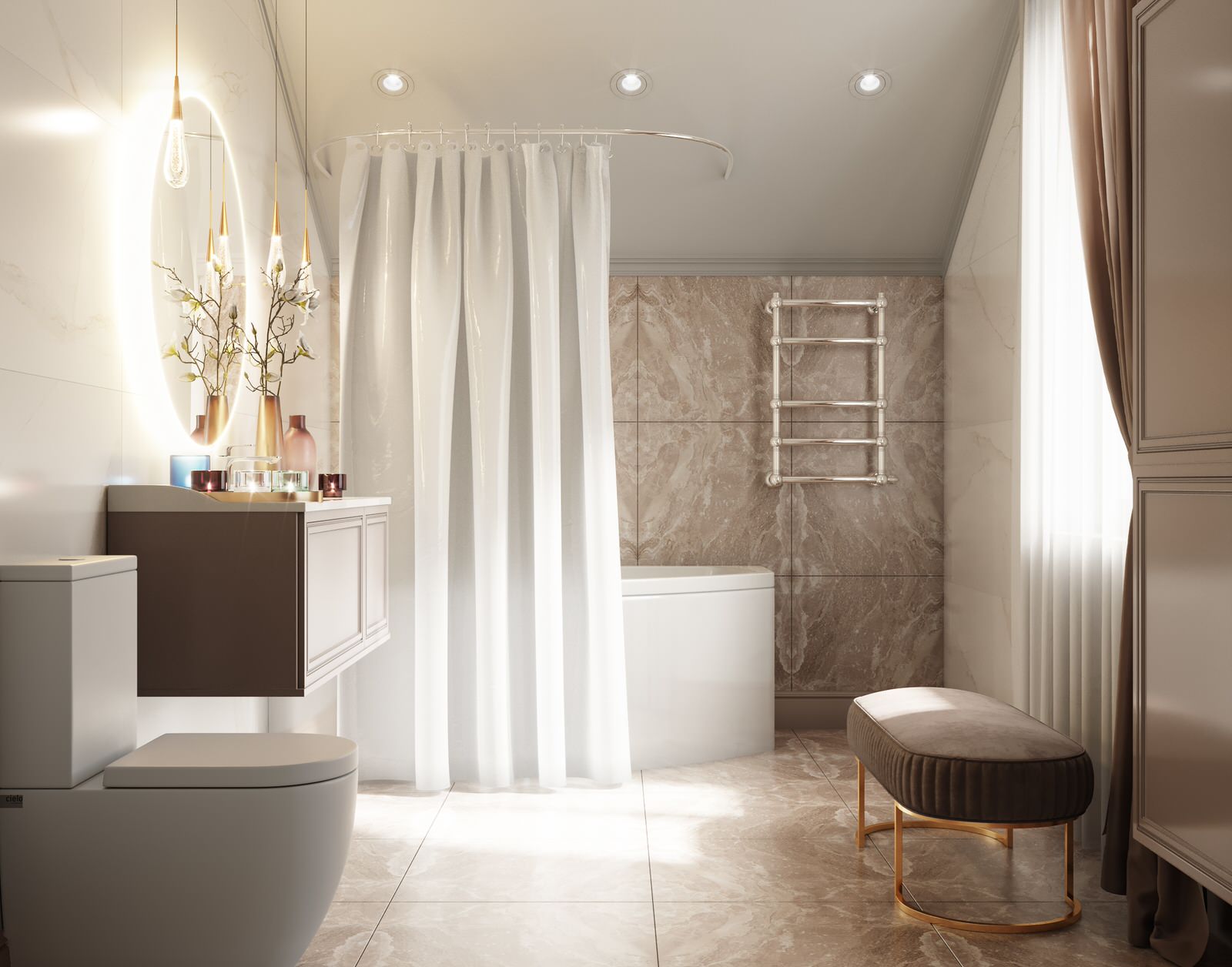 Дом в пудровых тонах