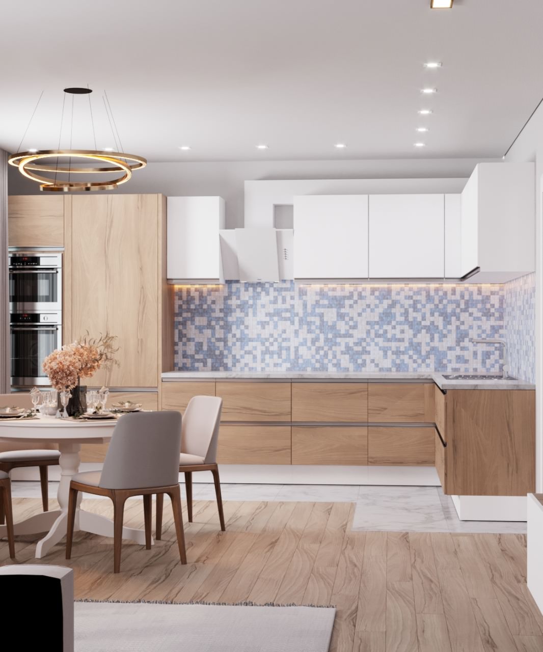 Интерьер в скандинавском стиле 152 м^2. г.Казань