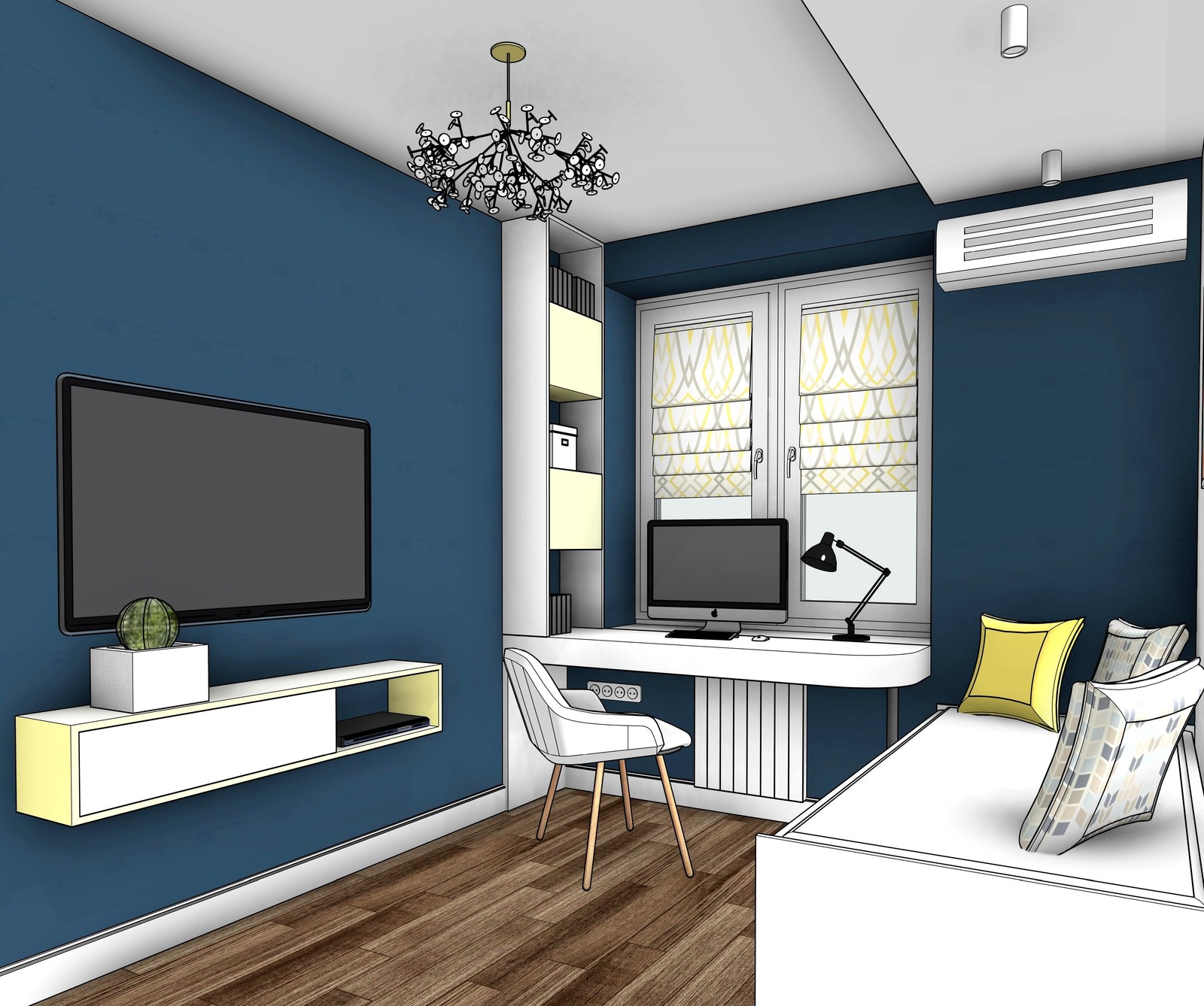 Квартира в новостройке для молодой семьи (графичная подача проекта)