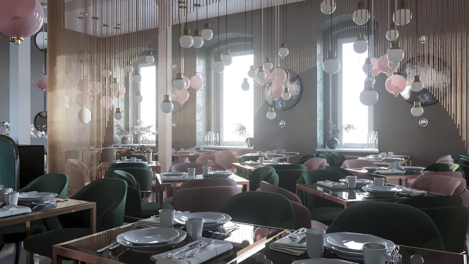 Restaurant_011_визуализация интерьера для ресторана "Джульетта" в г. Спб