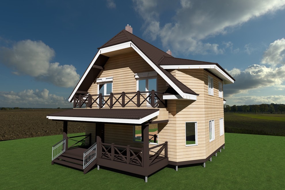 Обложка проекта: Проект дома из бруса 187 м2 - 2 этажа