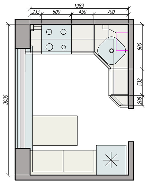 Обложка проекта: Кухня 6 кв м