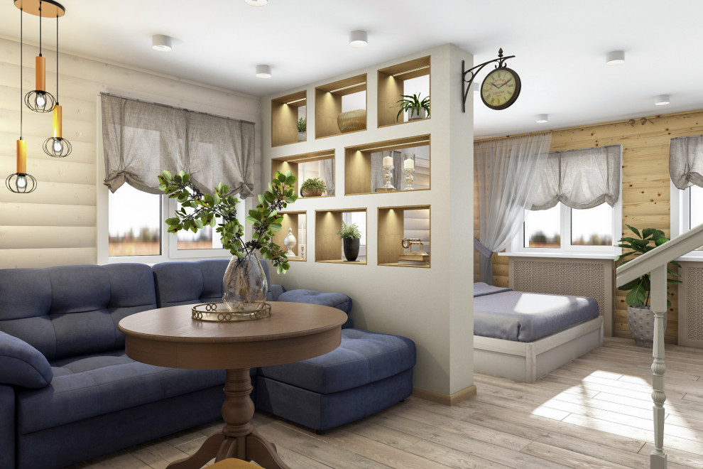 Блок-хаус в интерьере небольшого частного дома