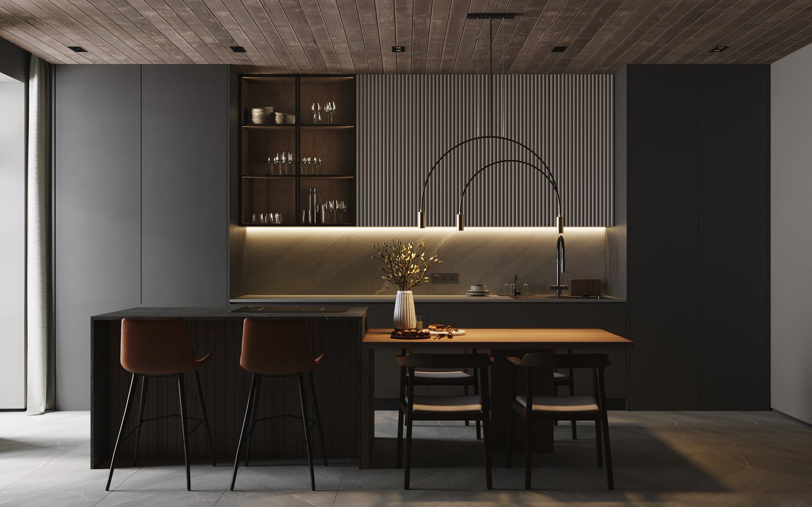 Кухня в большом доме.