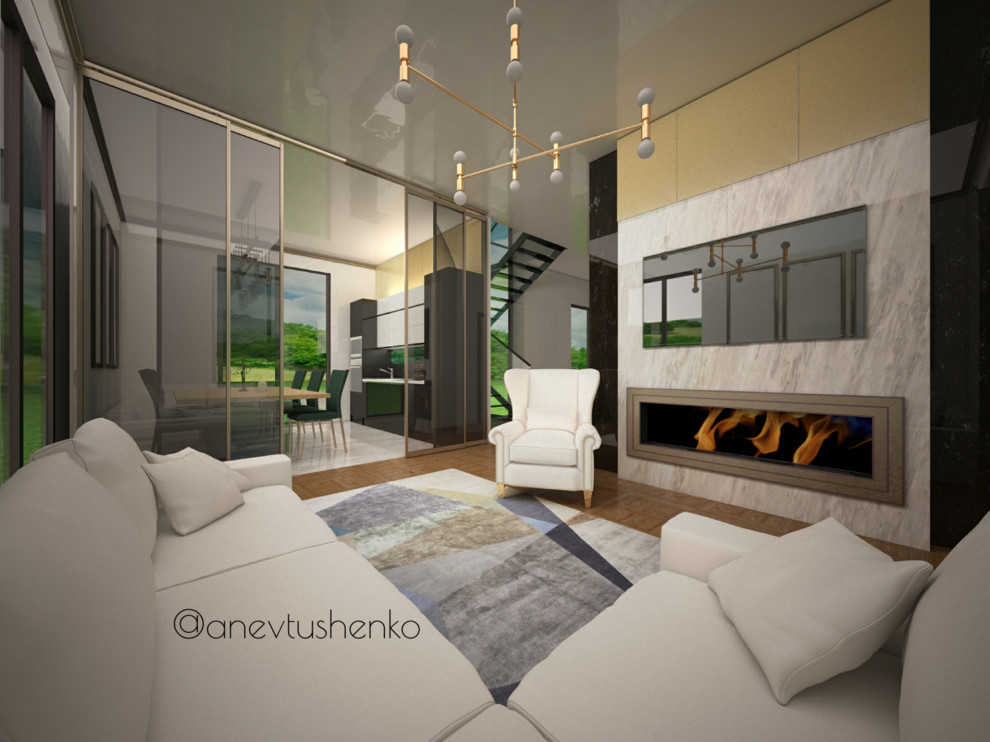 Дом 2 этажный для теплого региона в современном стиле.