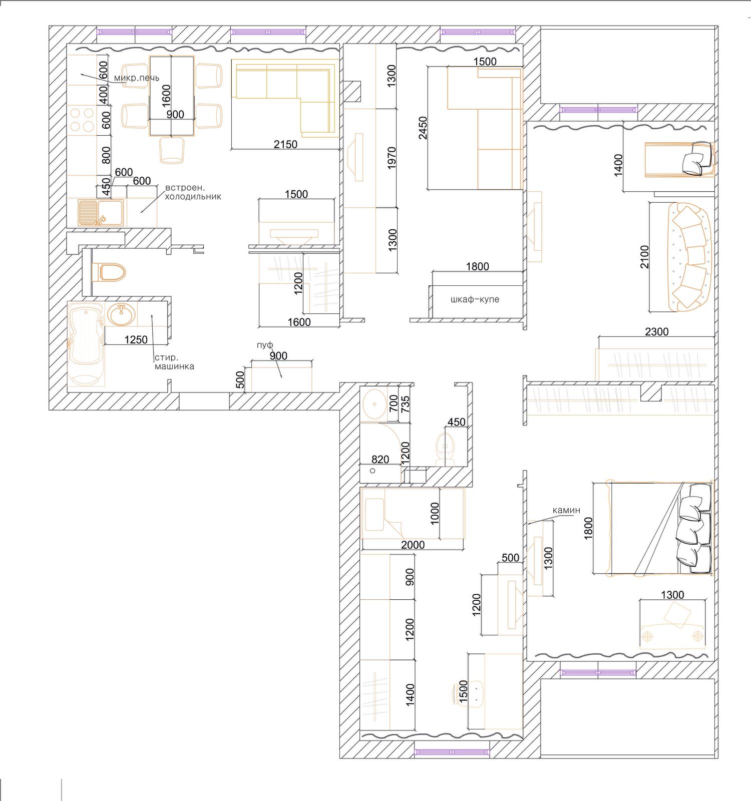 Дизайн-проект четырехкомнатной квартиры, неоклассика