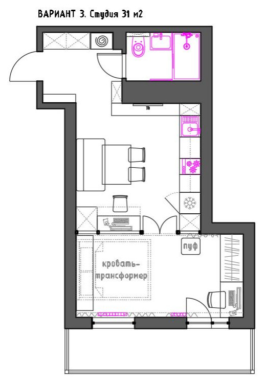 Студия 31 кв.м.