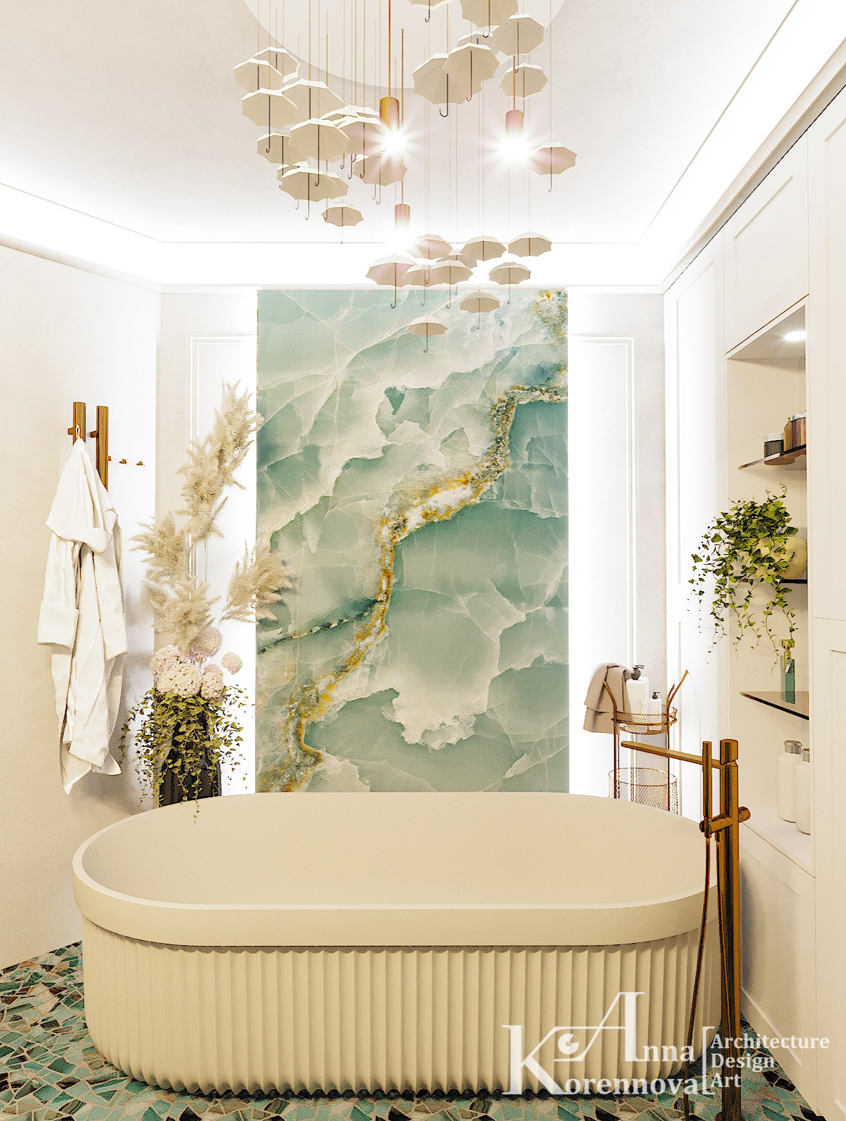 Ванная комната с молдингами