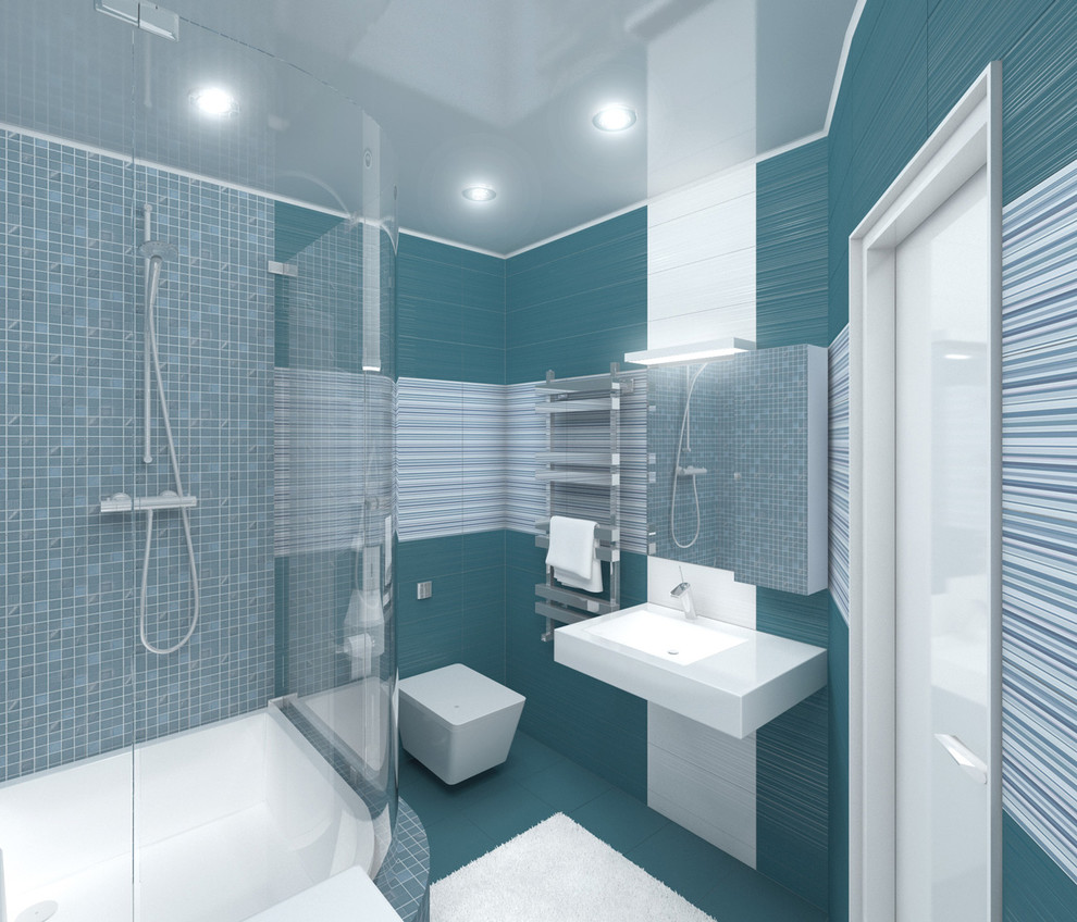 Интерьер ванной комнаты в г. Белгороде с использованием плитки IBERO Porcelanico