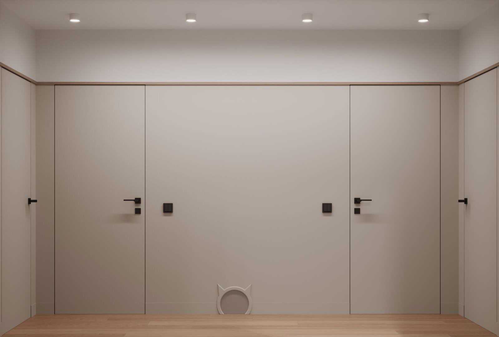 Современный интерьер с яркими акцентами и геометрическими формами