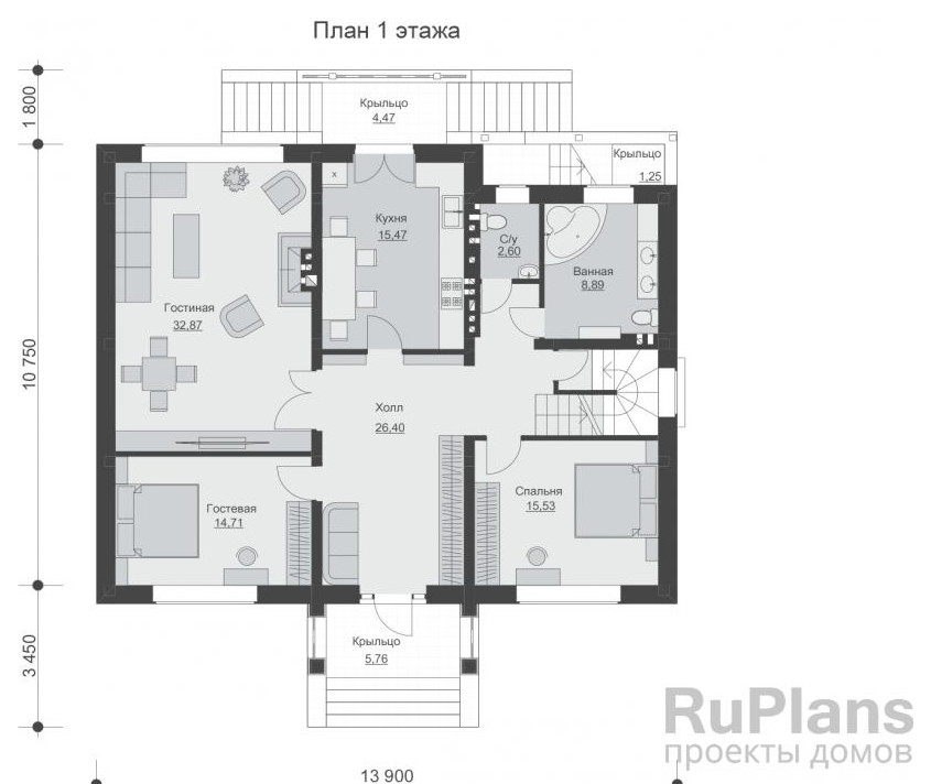 Rg5020 - Проект двухэтажного дома с цоколем