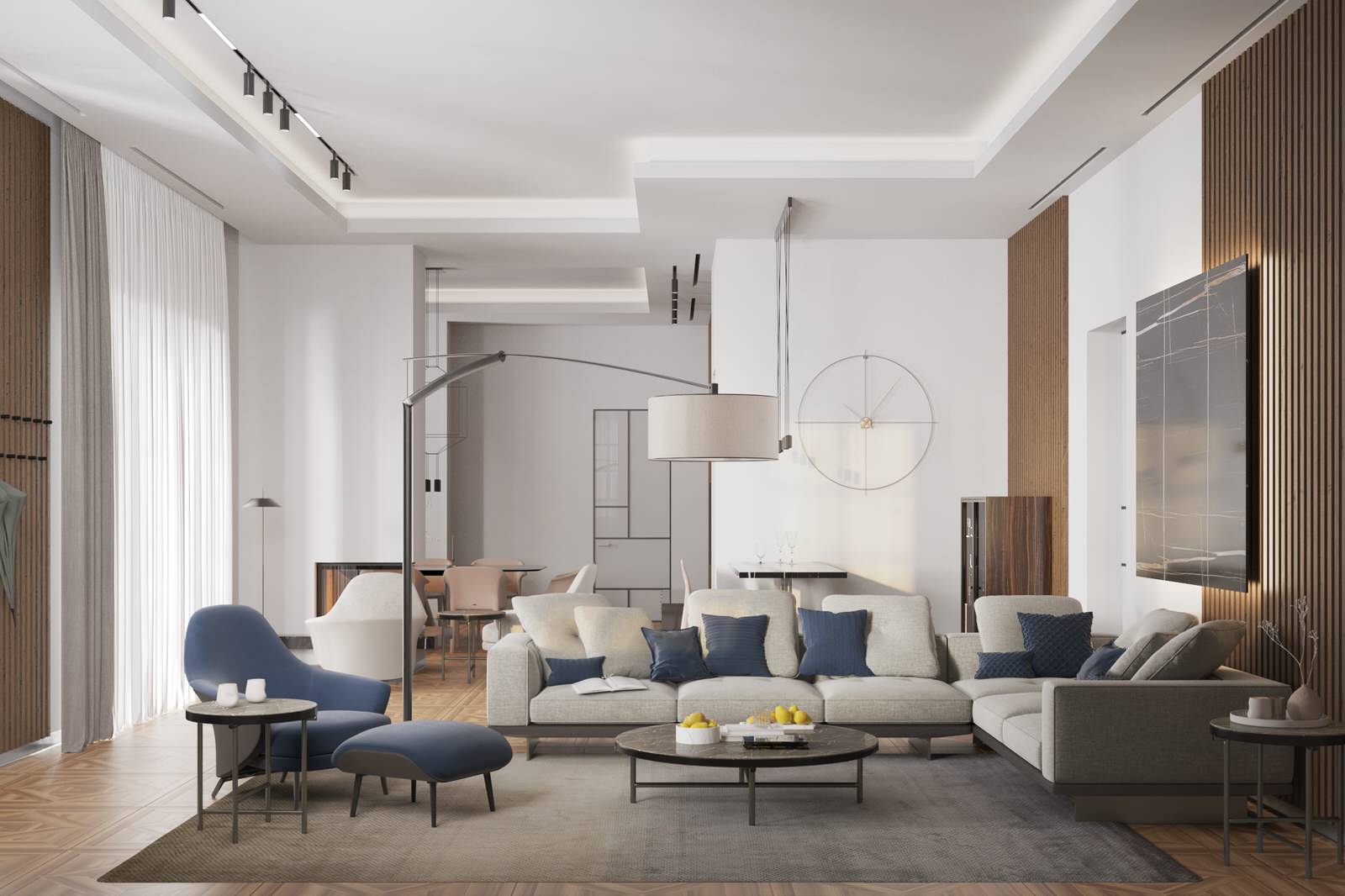 ВИЗУАЛИЗАЦИЯ ГОСТИНОЙ С КАМИНОМ ДЛЯ ПРОЕКТА ЧАСТНОГО ДОМА