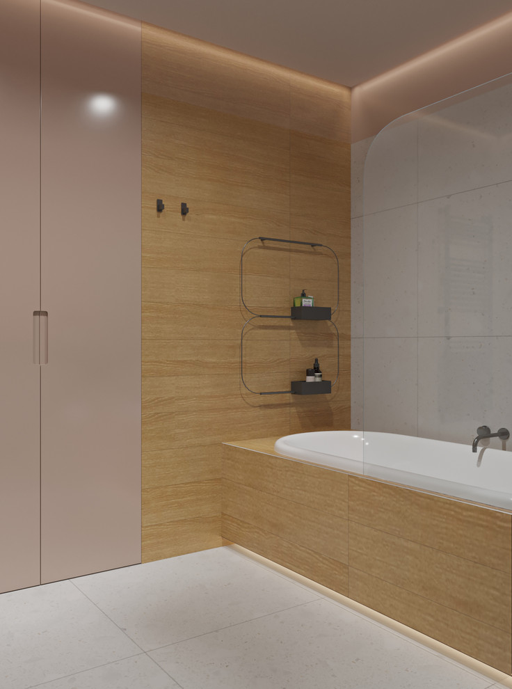 Двухкомнатная квартира с зеленой перегородкой в гостиной