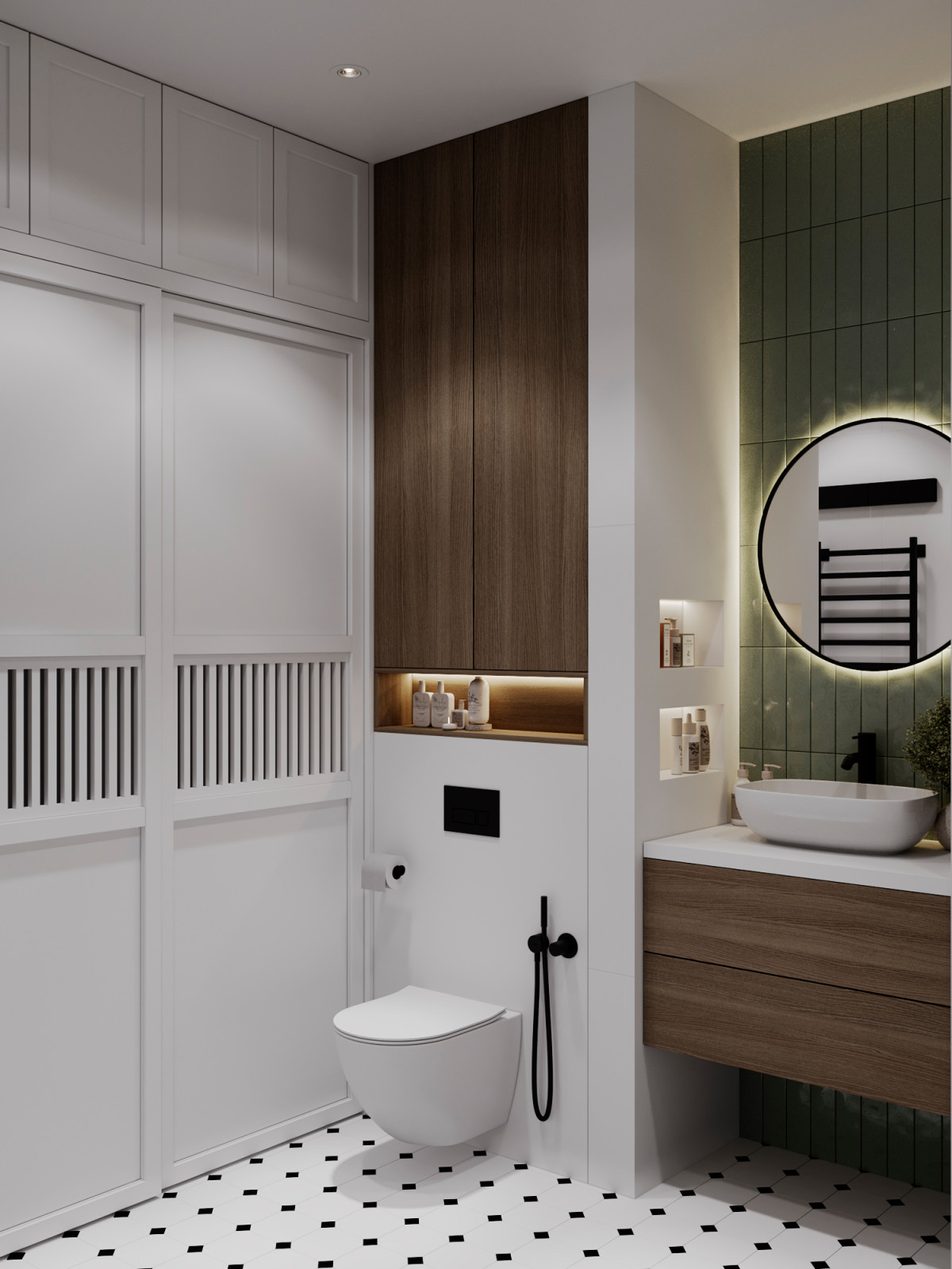 Светлый интерьер с цветовыми акцентами в ЖК Level Стрешнево