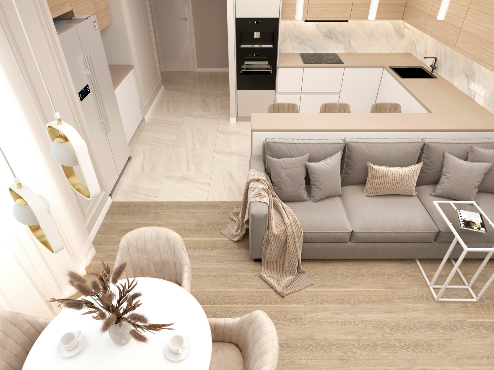 Кухня-гостиная 25 кв.м. + прихожая
