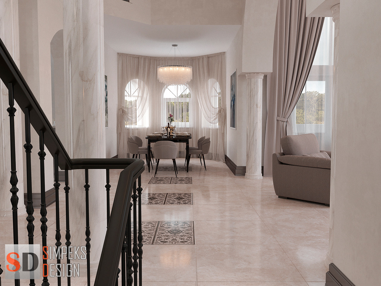 Обеденный стол в гостиной