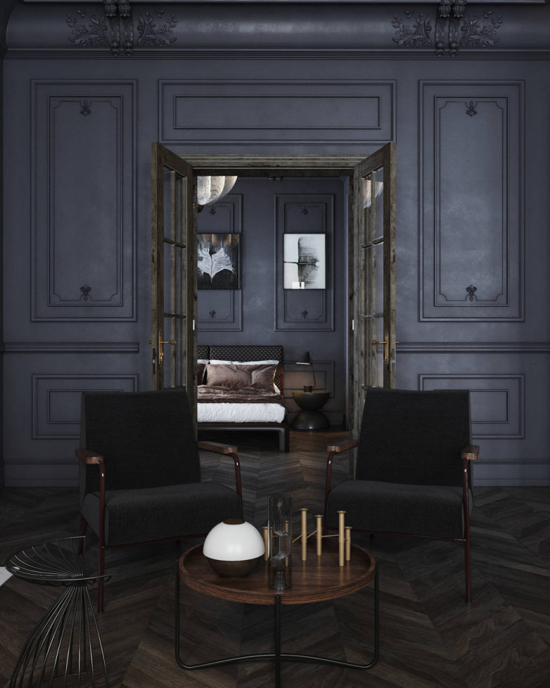 Black interior for a bachelor in St. Petersburg, 75m2