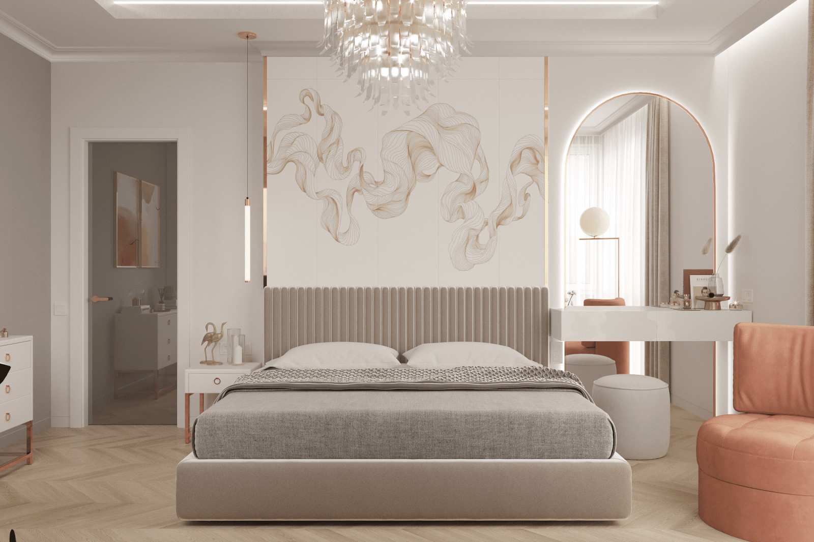 Просторная квартира в нежных оттенках со стильными элементами декора