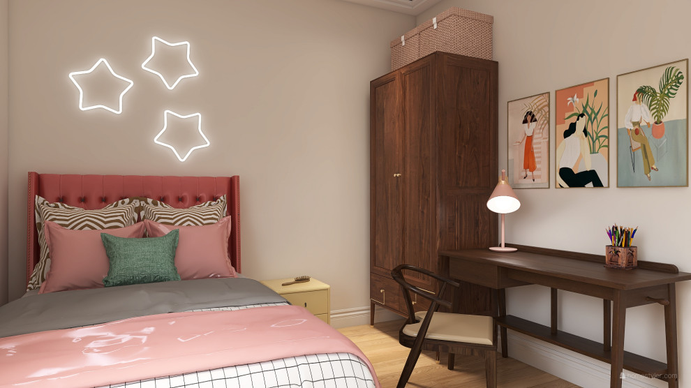 Обложка проекта: Смежные комнаты для мальчика и девочки, объединенные парадными дверьми