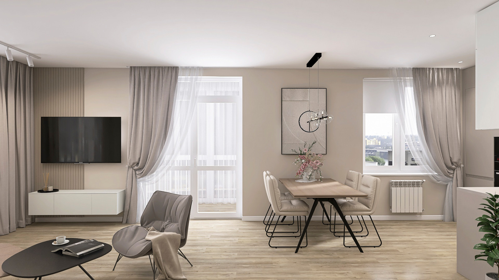 Проект кухни-гостиной в ЖК Рафинад г. Вологда