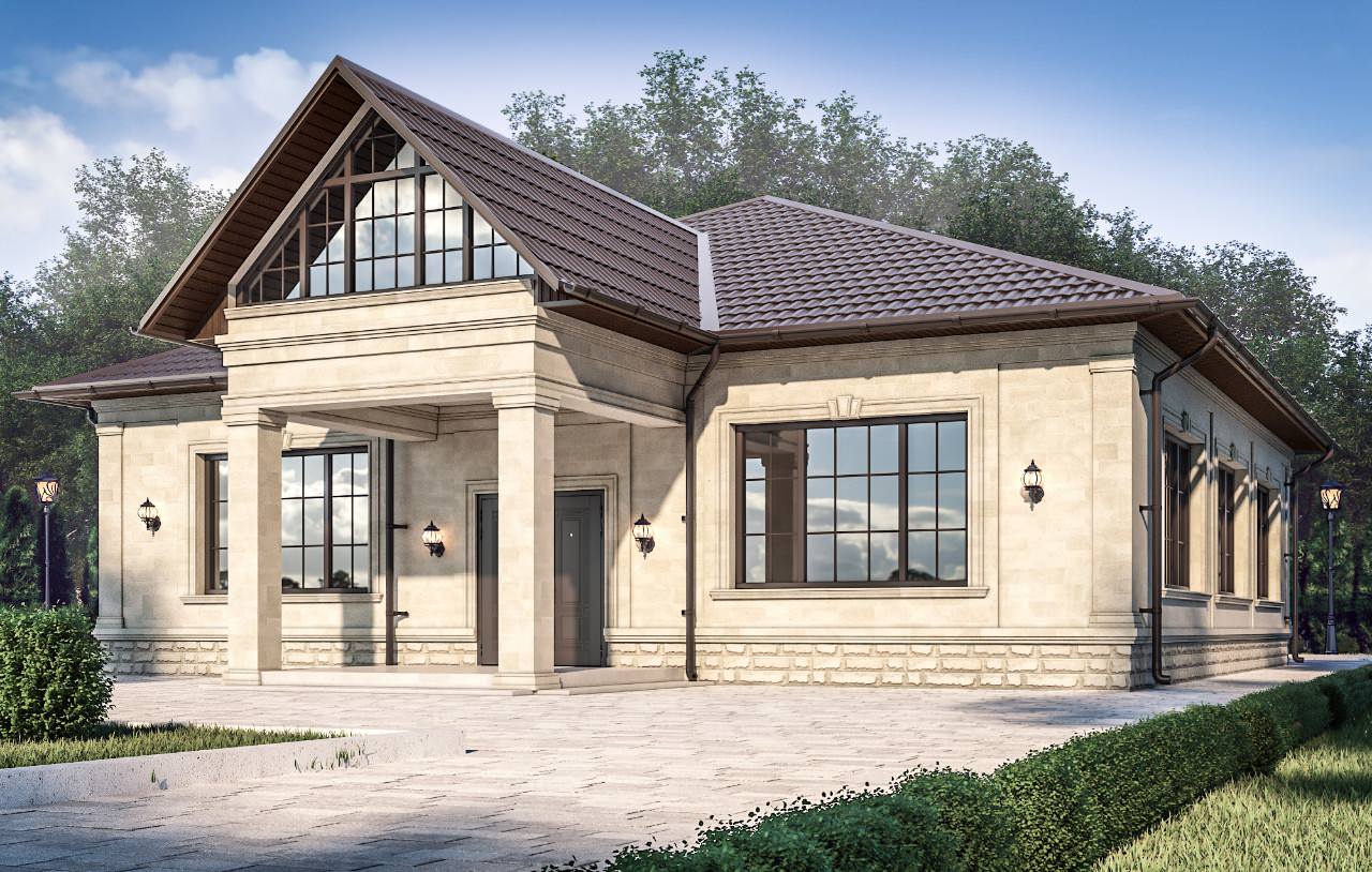 Фасад домовладения облицованный натуральным дагестанским камнем