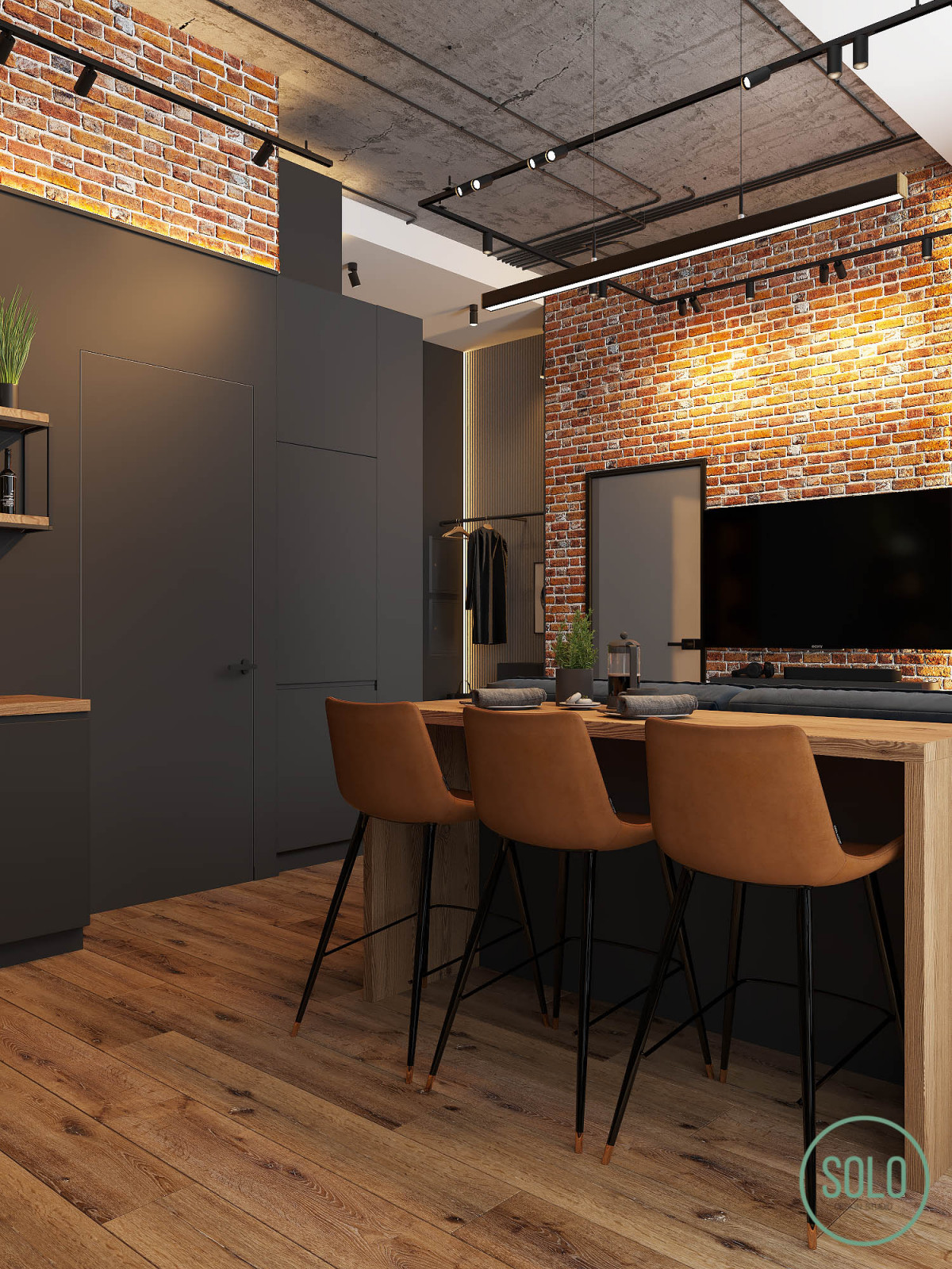 Лофт со спальней на втором уровне