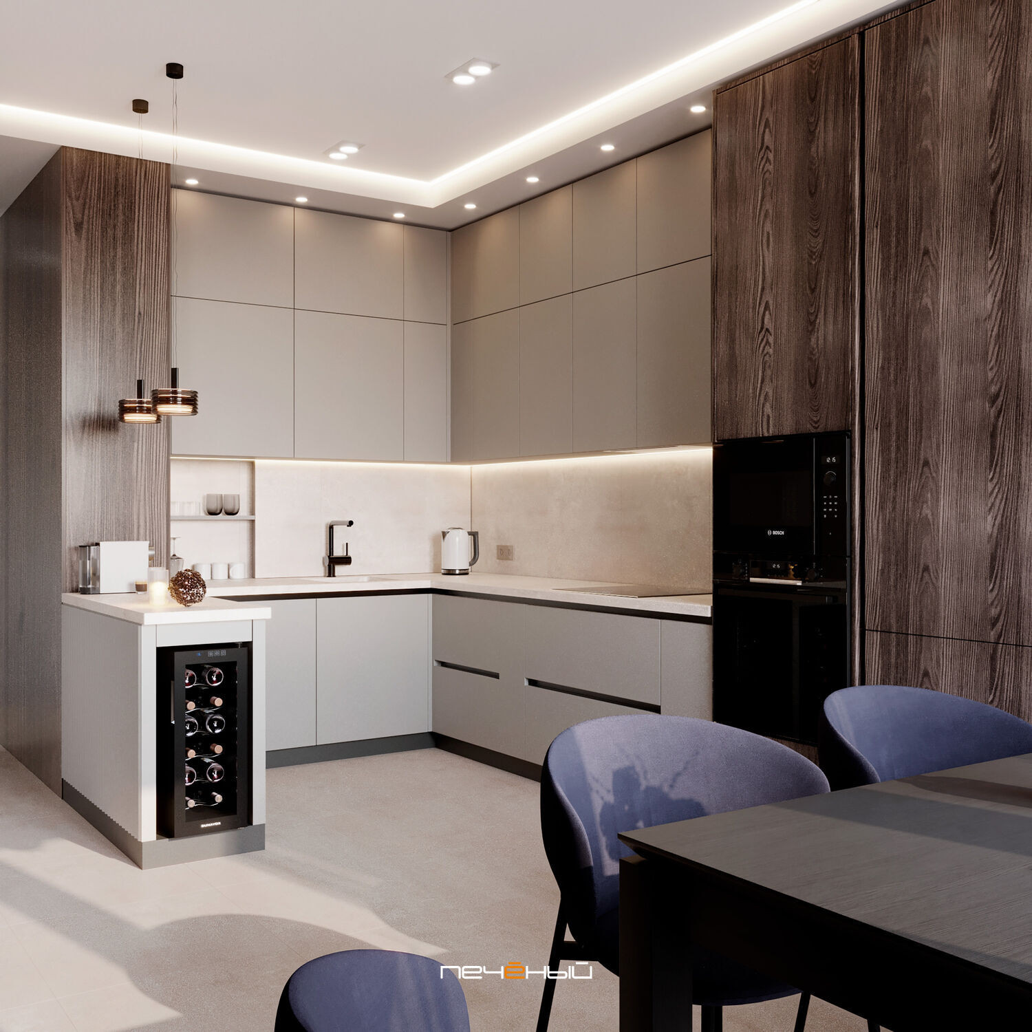 2024 Дизайн 4-комн. квартиры 118 м² в современном стиле, Москва, ЖК Holland Park