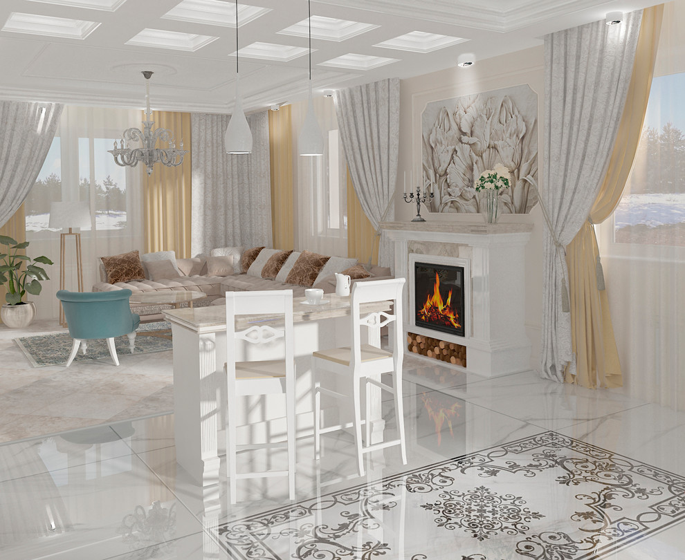 Обложка проекта: Кухня-гостиная в частном коттедже