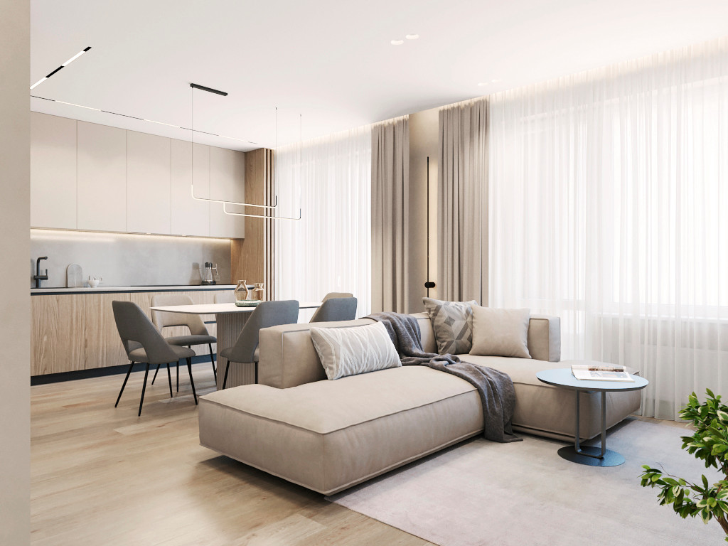 Проект кухни-гостиной 25 м.кв