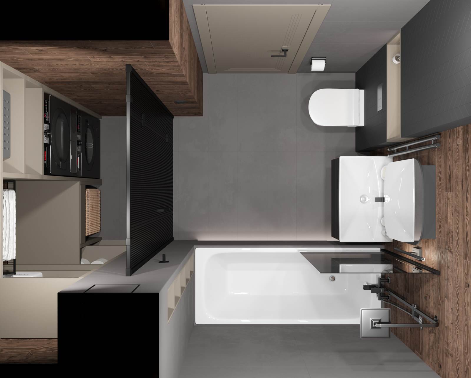 Ванная комната, совмещенная с постирочной 7м²