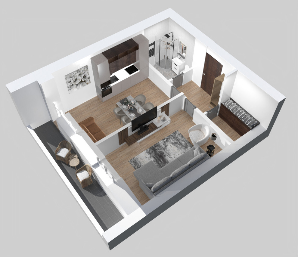 3d планировка 1-комнатной квартиры