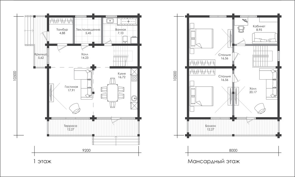Дом из профилированного бруса 200х142.