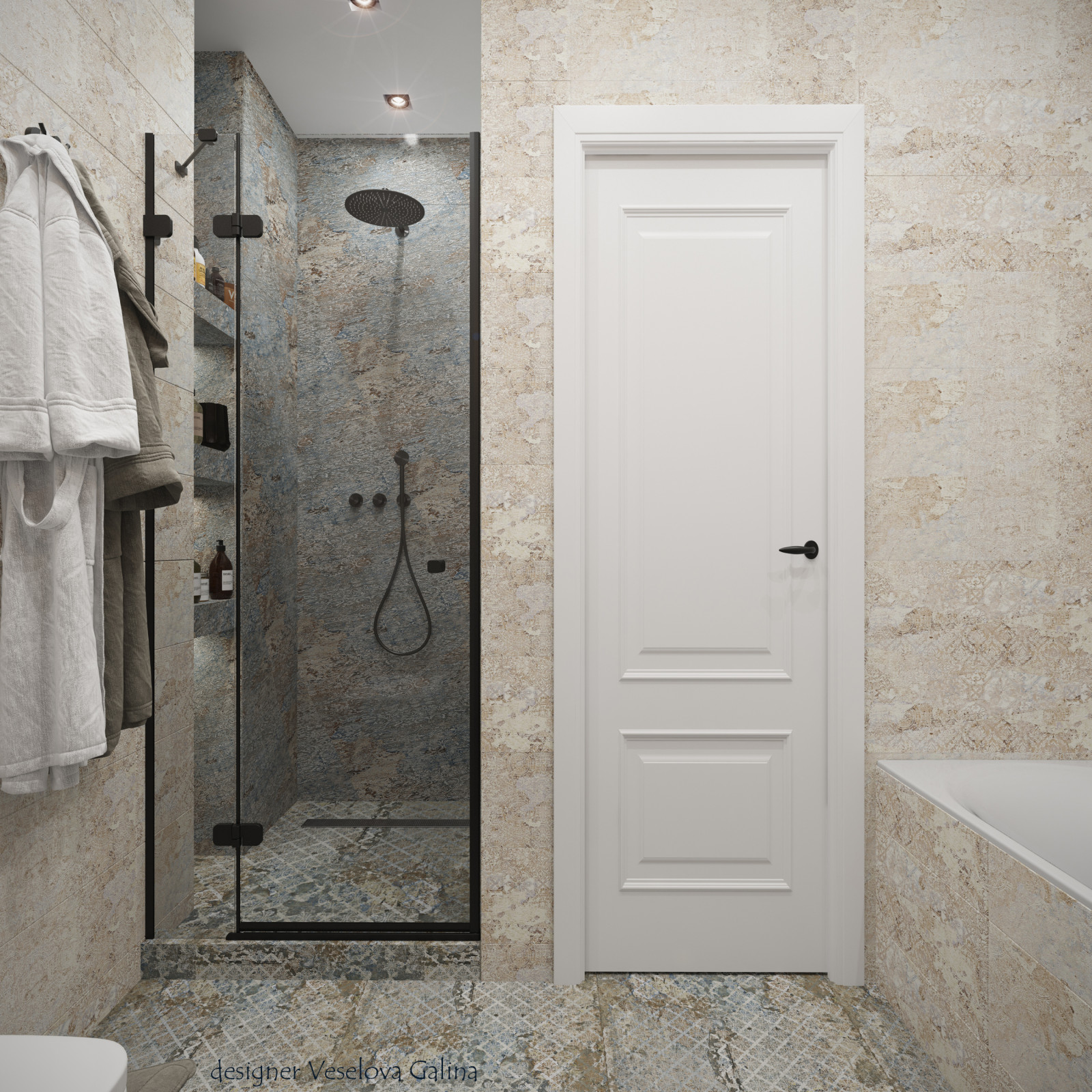 Ванная комната Бежевая Скандинавия